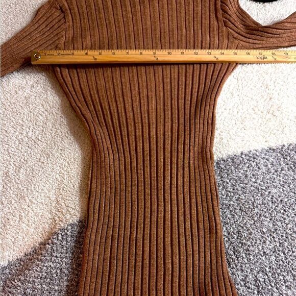 SNDYS Dress Womens Size Small Coffee Ribbed Sweater Bodycon Mini Mock Neck‎ New - Picture 6 of 15